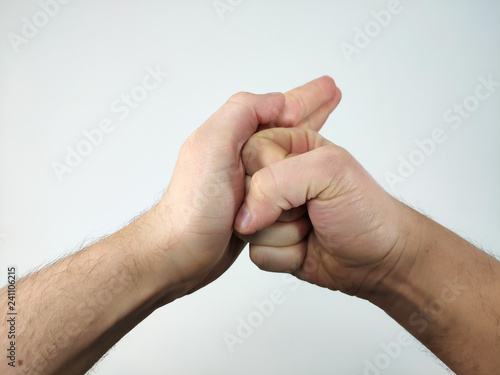 two fists on white background