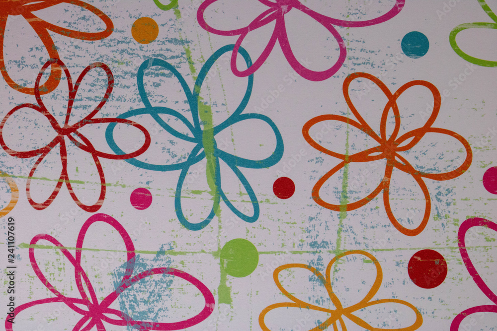 Fototapeta premium Arrière plan sur le thème du printemps fleurs stylisées colorées