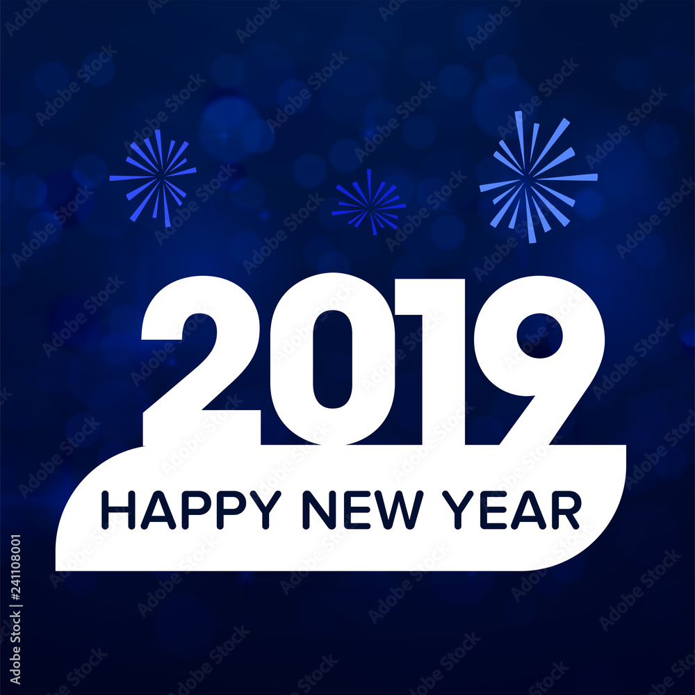 Happy New Year 2019 text design. Cover of business diary for 2019 with wishes. Brochure design template, card, banner. Vector illustration. Happy New Year 2019 text design. Cover of business diary for 2019 with wishes. Brochure design template, card, banner. Vector illustration.