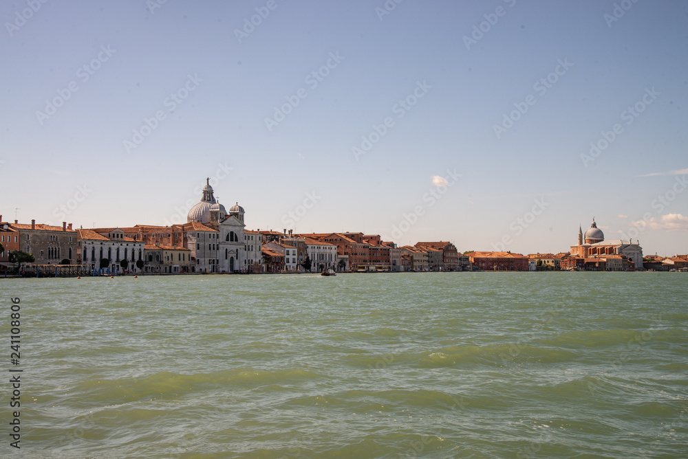 Venice, Italy, island of San Giorgio Maggiore. View from the lagoon of the church of San Giorgio.