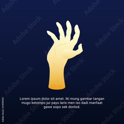 Hand reaching up gesture illustration. People ask for help or human power up concept vector design.