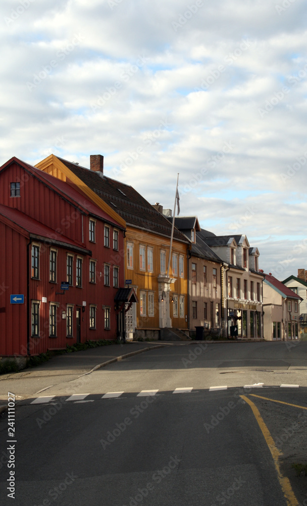 A street view of a small town in the Tromso area at Norway 