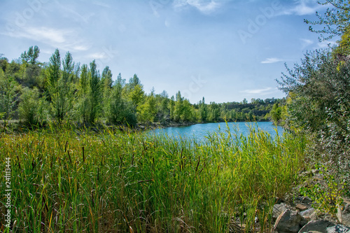 Clean pond on the site of a flooded stone quarry near Makeyevka in the Donbass 9