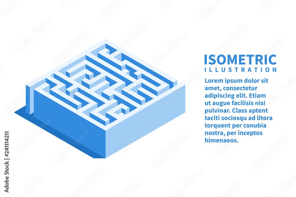 Labyrinth, square maze icon. Isometric template for web design in flat 3D style. Vector illustration. Labyrinth, square maze icon. Isometric template for web design in flat 3D style. Vector illustration.