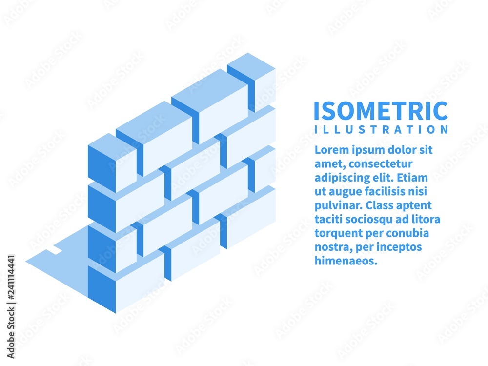 Brick wall, firewall icon. Isometric template for web design in flat 3D style. Vector illustration. Brick wall, firewall icon. Isometric template for web design in flat 3D style. Vector illustration.