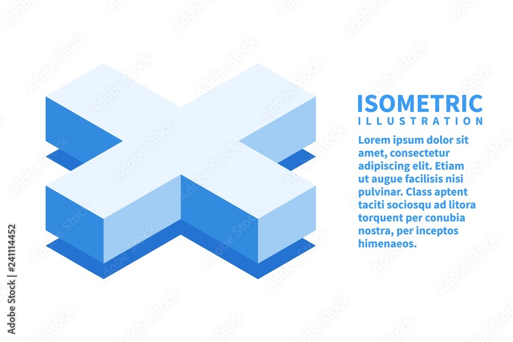 Obraz premium Cross icon. Isometric template for web design in flat 3D style. Vector illustration.