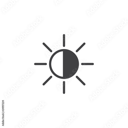 Brightness settings vector icon. filled flat sign for mobile concept and web design. Camera brightness function simple solid icon. Symbol, logo illustration. Pixel perfect vector graphics