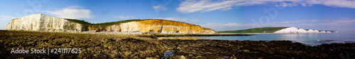 Panorama of the seven sisters and the nearby area in Sussex in England