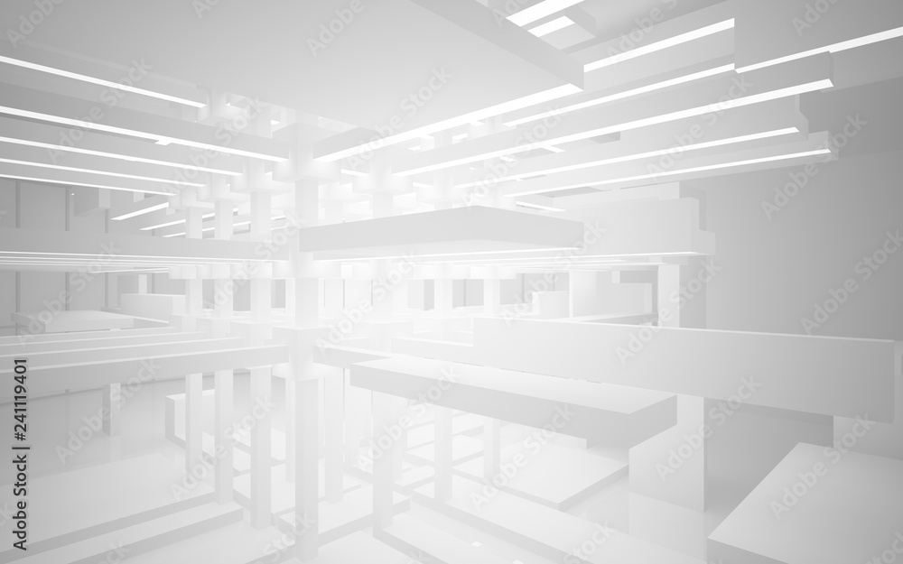 Abstract white interior of the future, with neon lighting. 3D illustration and rendering Abstract white interior of the future, with neon lighting. 3D illustration and rendering