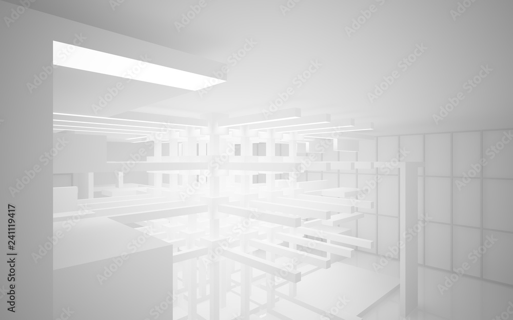 Abstract white interior of the future, with neon lighting. 3D illustration and rendering Abstract white interior of the future, with neon lighting. 3D illustration and rendering