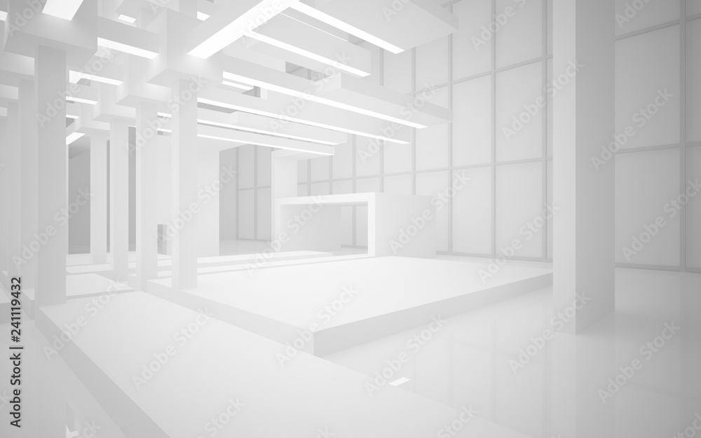 Abstract white interior of the future, with neon lighting. 3D illustration and rendering Abstract white interior of the future, with neon lighting. 3D illustration and rendering