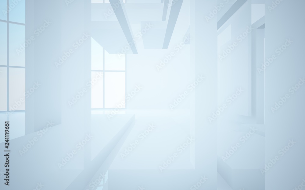 Obraz premium Abstract white interior highlights future. Architectural background. 3D illustration and rendering