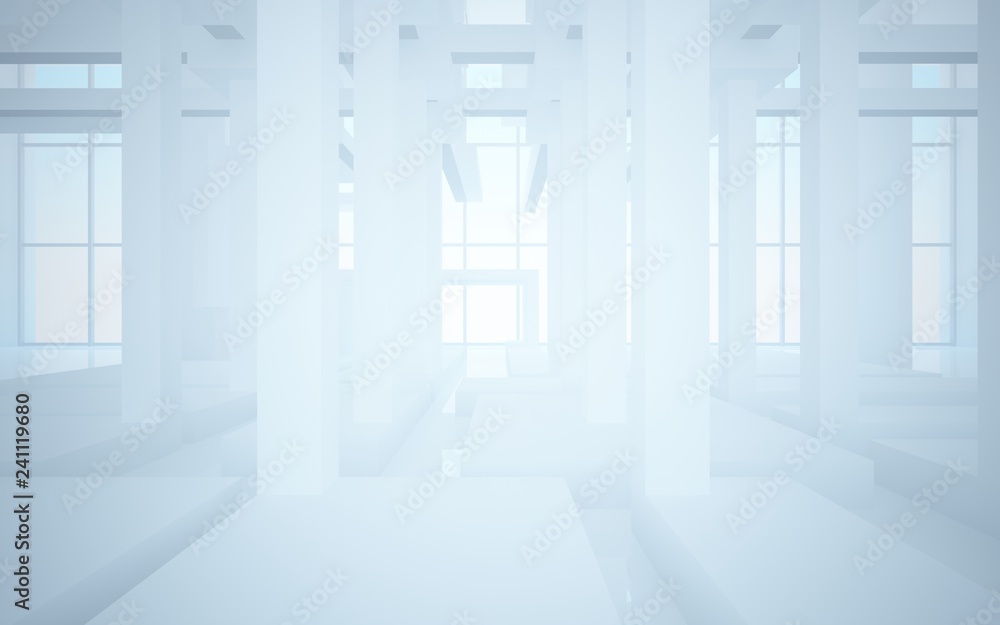 Obraz premium Abstract white interior highlights future. Architectural background. 3D illustration and rendering