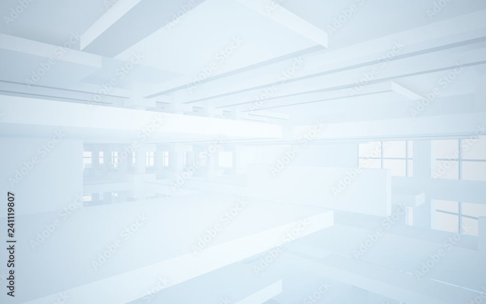 Abstract white interior highlights future. Architectural background. 3D illustration and rendering Abstract white interior highlights future. Architectural background. 3D illustration and rendering