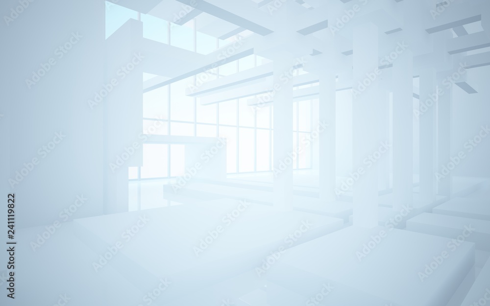 Obraz premium Abstract white interior highlights future. Architectural background. 3D illustration and rendering
