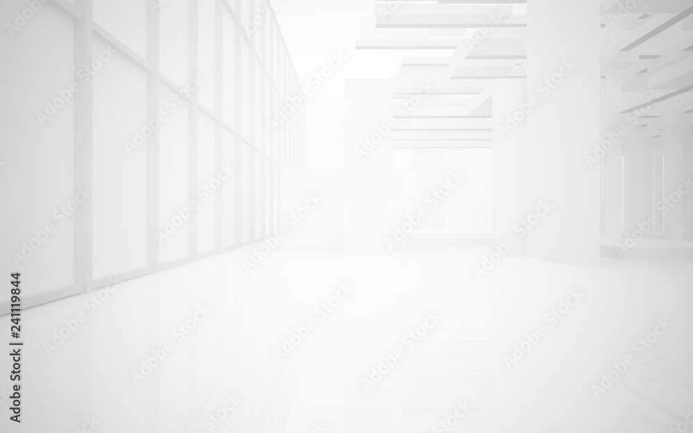 Obraz premium Abstract white interior highlights future. Architectural background. 3D illustration and rendering