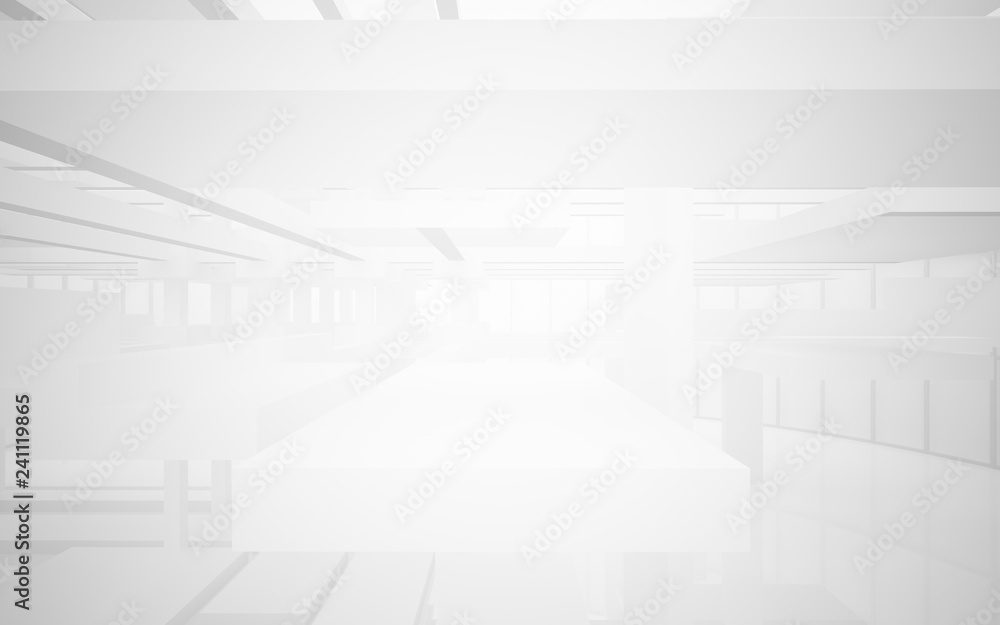 Abstract white interior highlights future. Architectural background. 3D illustration and rendering Abstract white interior highlights future. Architectural background. 3D illustration and rendering