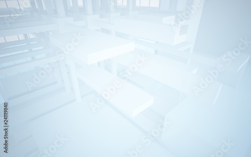 Abstract white interior highlights future. Architectural background. 3D illustration and rendering