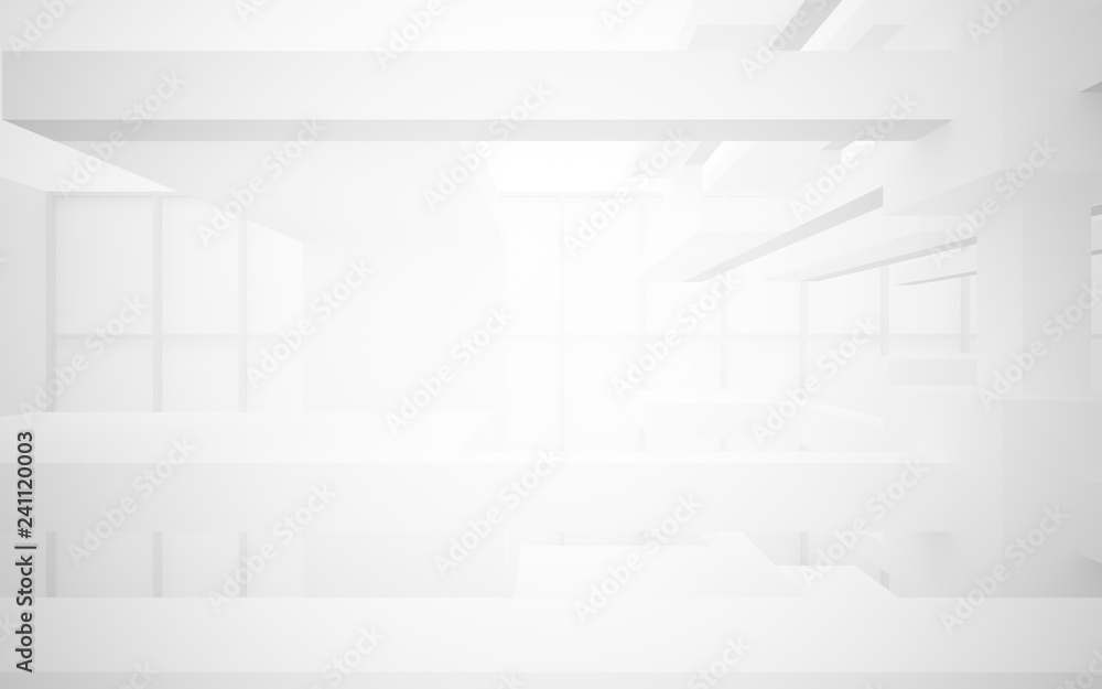 Abstract white interior highlights future. Architectural background. 3D illustration and rendering Abstract white interior highlights future. Architectural background. 3D illustration and rendering