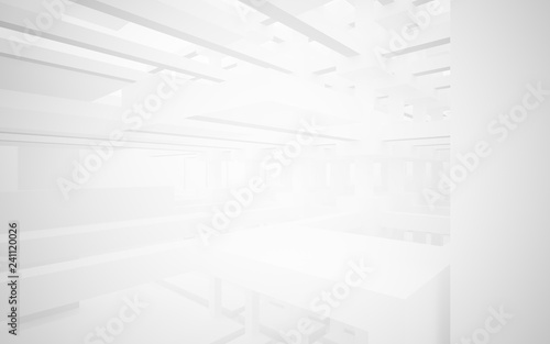 Abstract white interior highlights future. Architectural background. 3D illustration and rendering