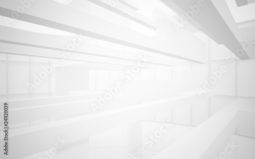 Abstract white interior highlights future. Architectural background. 3D illustration and rendering