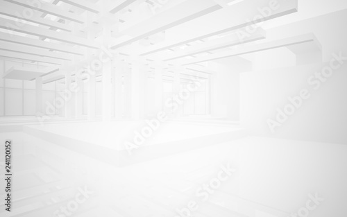 Abstract white interior highlights future. Architectural background. 3D illustration and rendering