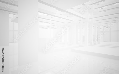 Abstract white interior highlights future. Architectural background. 3D illustration and rendering
