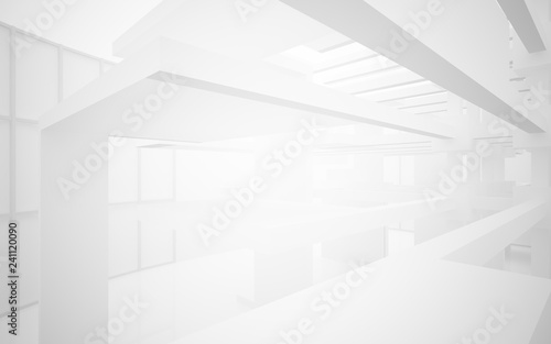 Abstract white interior highlights future. Architectural background. 3D illustration and rendering