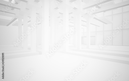 Abstract white interior highlights future. Architectural background. 3D illustration and rendering