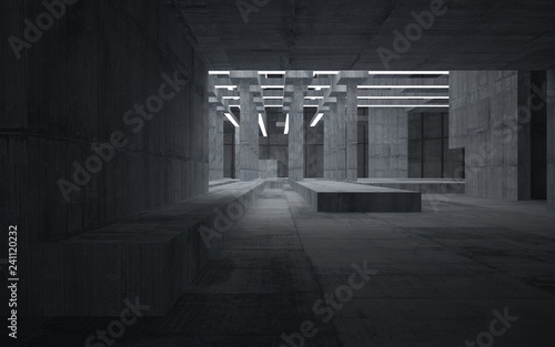 Obraz na płótnie Abstract concrete interior with neon lighting. 3D illustration and rendering. w salonie
