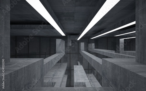 Fototapeta Naklejka Na Ścianę i Meble -  Abstract  concrete interior with neon lighting. 3D illustration and rendering.