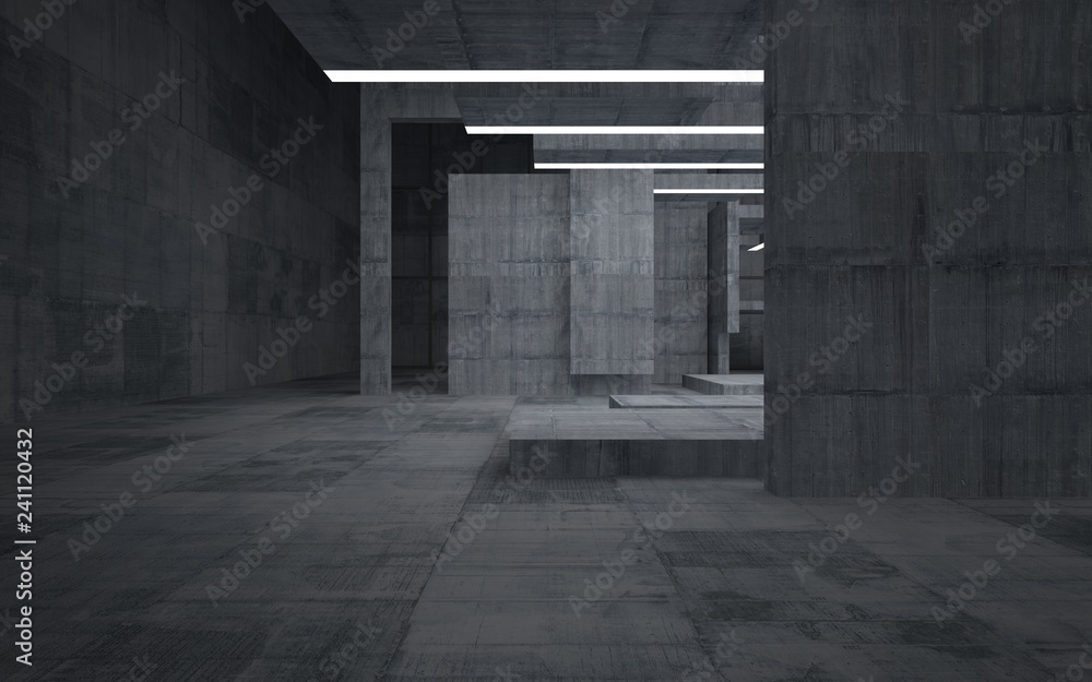 Fototapeta premium Abstract concrete interior with neon lighting. 3D illustration and rendering.