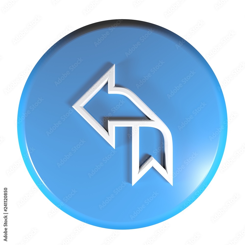 Blue circle push button arrow up and left - 3D rendering illustration Blue circle push button arrow up and left - 3D rendering illustration