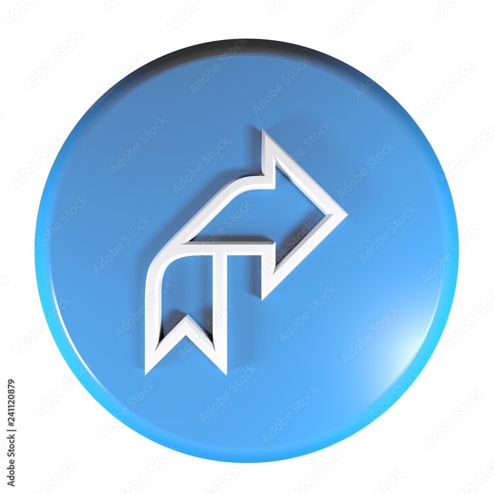 Blue circle push button arrow up and right - 3D rendering illustration Blue circle push button arrow up and right - 3D rendering illustration