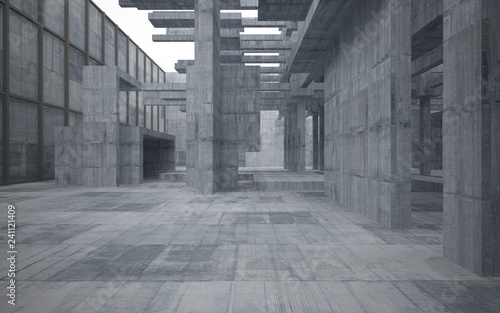 Empty dark abstract concrete room interior. 3D illustration. 3D rendering.