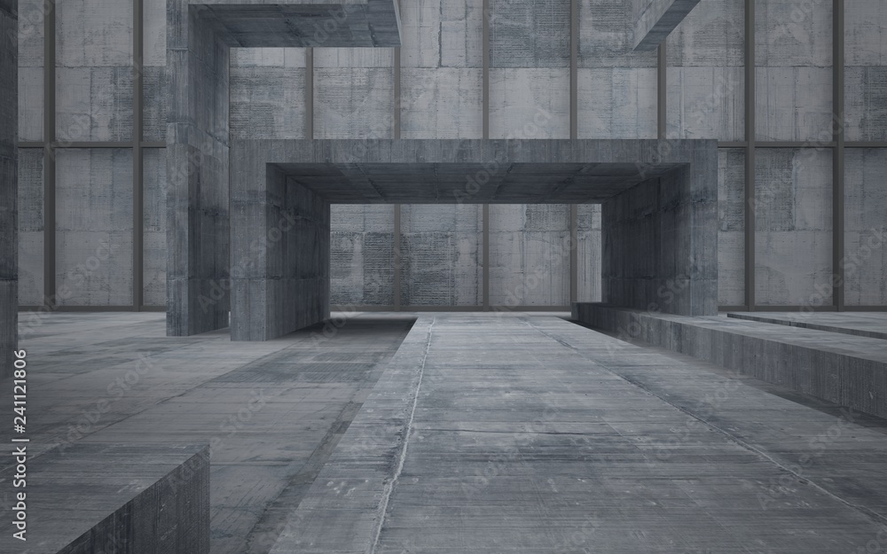 Obraz premium Empty dark abstract concrete room interior. 3D illustration. 3D rendering.