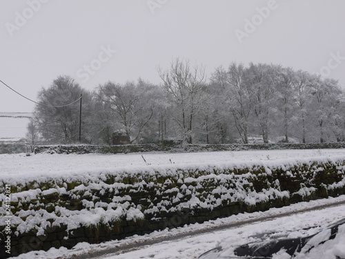 Winter View from Clunters Lane, Luddendenfoot in the snow photo