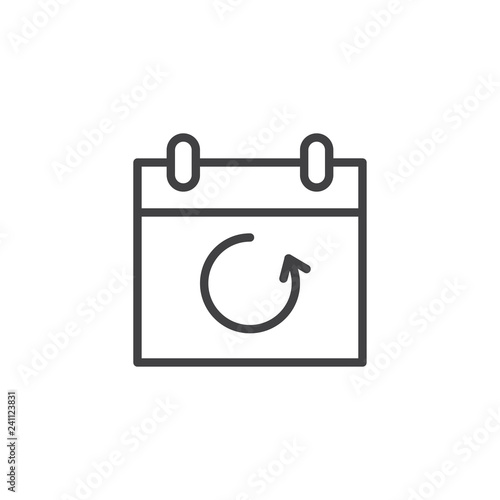 Update calendar outline icon. linear style sign for mobile concept and web design. Calendar with rotation arrow simple line vector icon. Symbol, logo illustration. Pixel perfect vector graphics