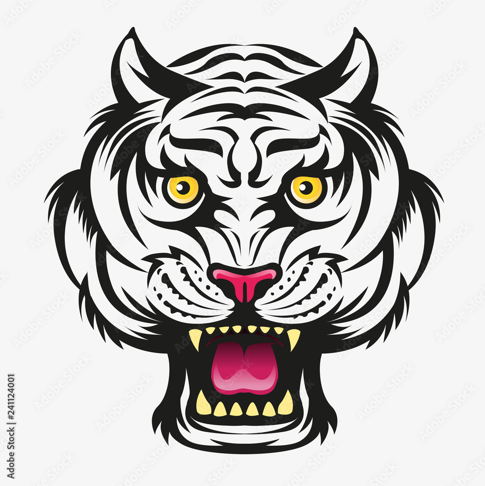 Fototapeta premium Vector illustration, Angry tiger head modification symbol