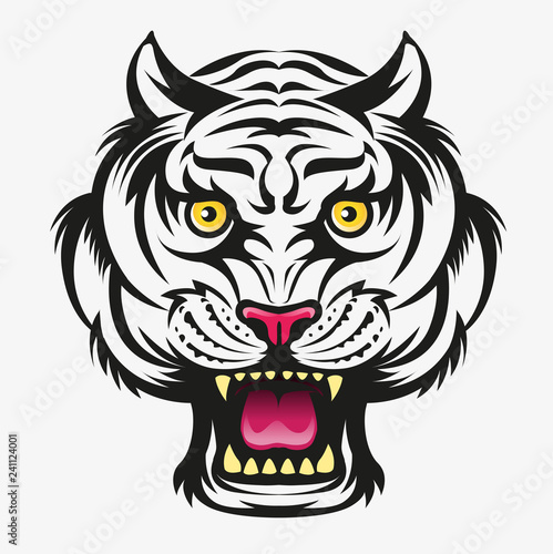 Fototapeta Naklejka Na Ścianę i Meble -  Vector illustration, Angry tiger head modification symbol
