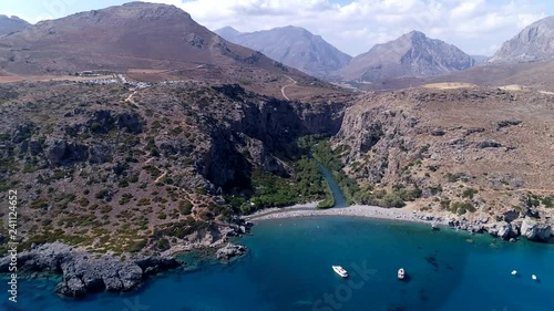 Beautiful preveli beach. River meets ocean.
