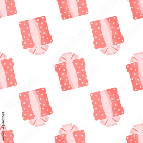 Seamless pattern boxes with gifts on white background love
