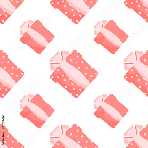 Seamless pattern boxes with gifts on white background love