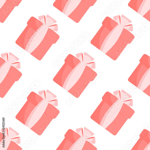 Seamless pattern boxes with gifts on white background love