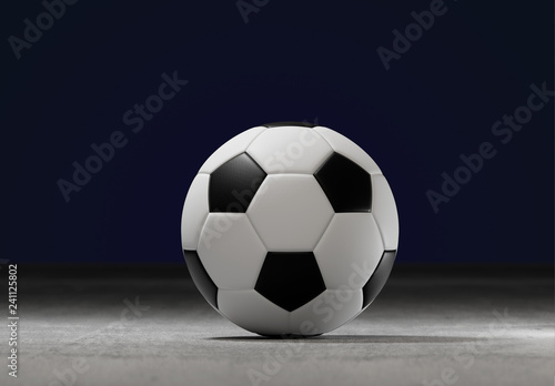 Football ball on the field of a city stadium - 3d rendering