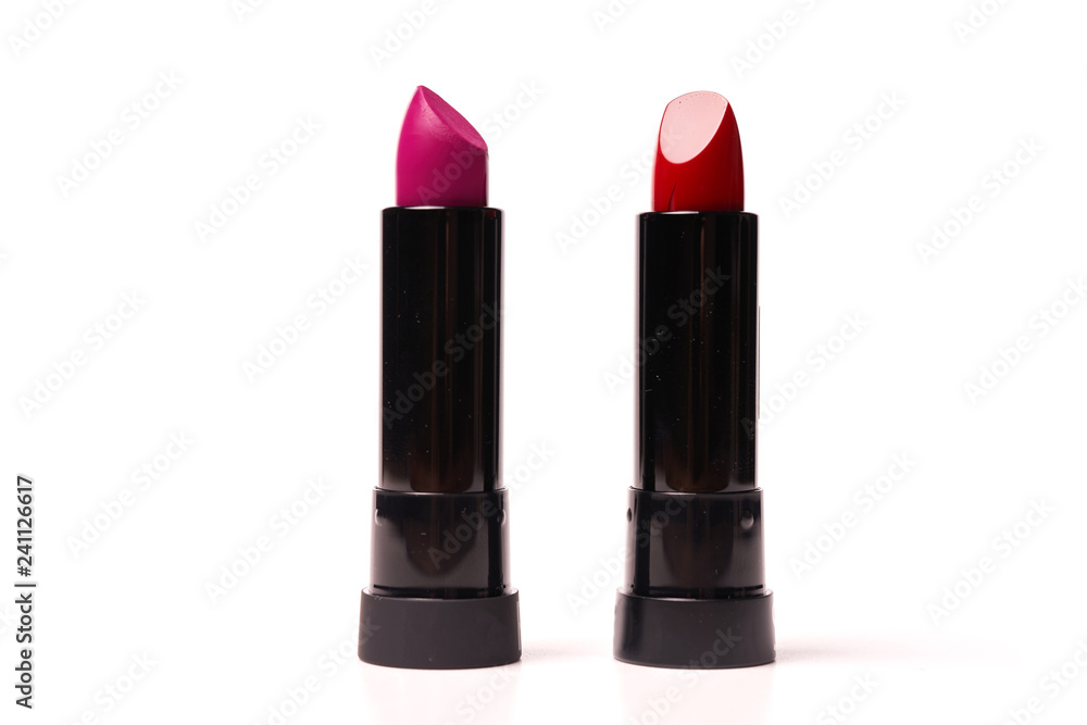 Lipstick of different colors isolated on white background Lipstick of different colors isolated on white background