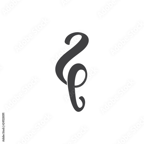 number 2e simple curves design logo vector