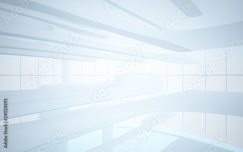 White smooth abstract architectural background. 3D illustration and rendering