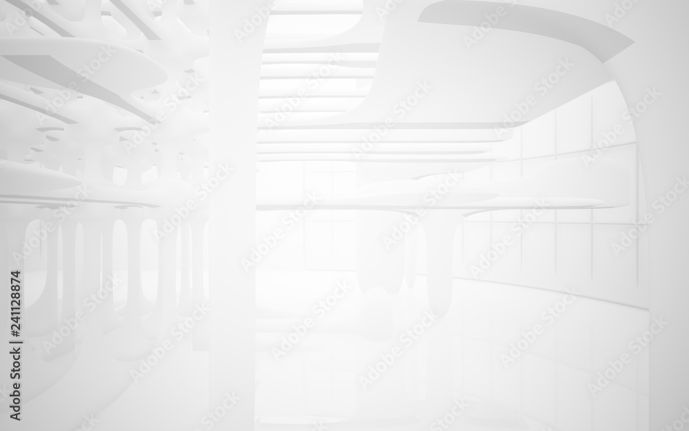Obraz premium White smooth abstract architectural background. 3D illustration and rendering
