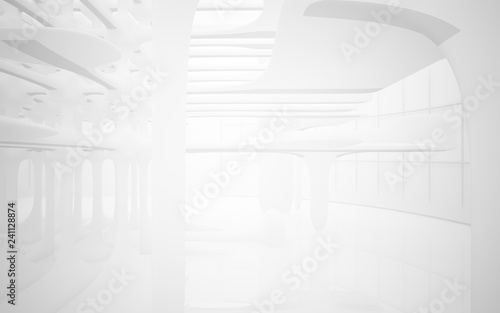 White smooth abstract architectural background. 3D illustration and rendering